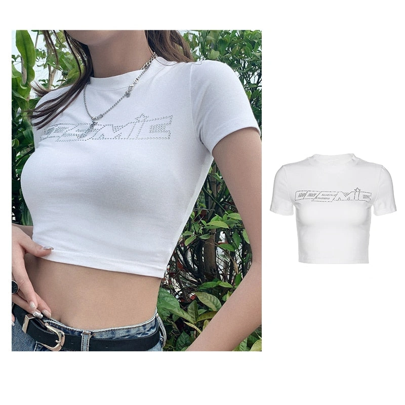 Glitterende Y2K Kosmische Crop Top: Sterrenstof op je Huid!